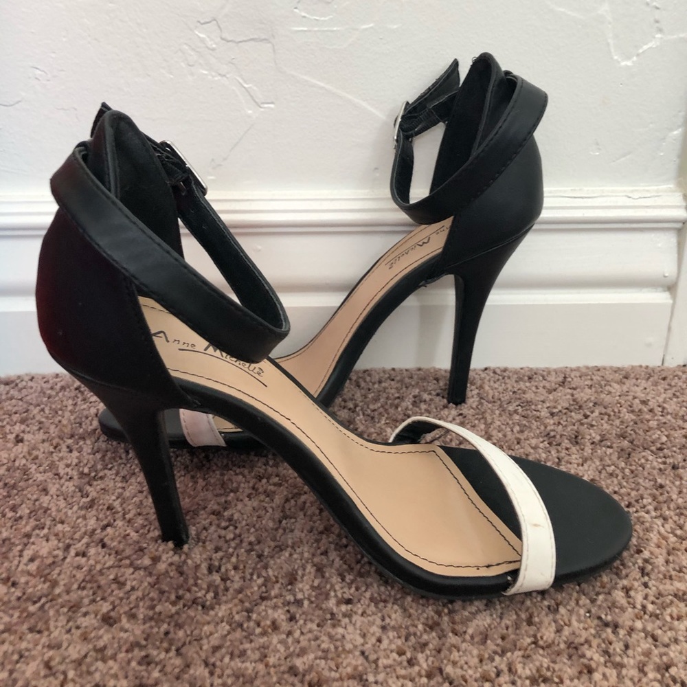 Women’s Black and White Strappy Heels